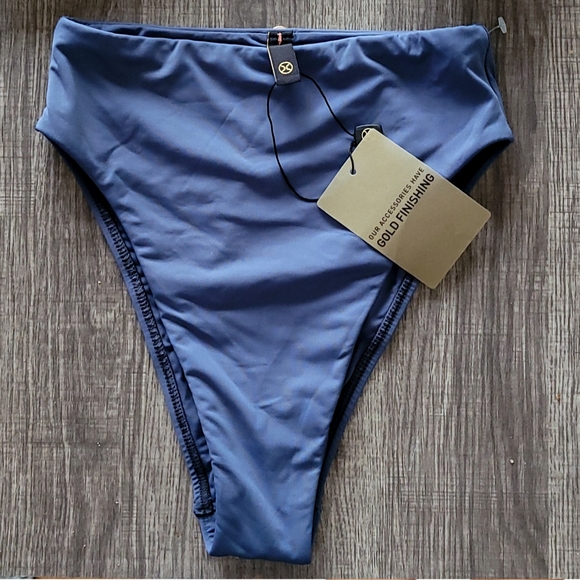 VIX Gigi Hot Pant High Waist Bikini Bottom Blue Grey NWT  XS - Picture 3 of 6